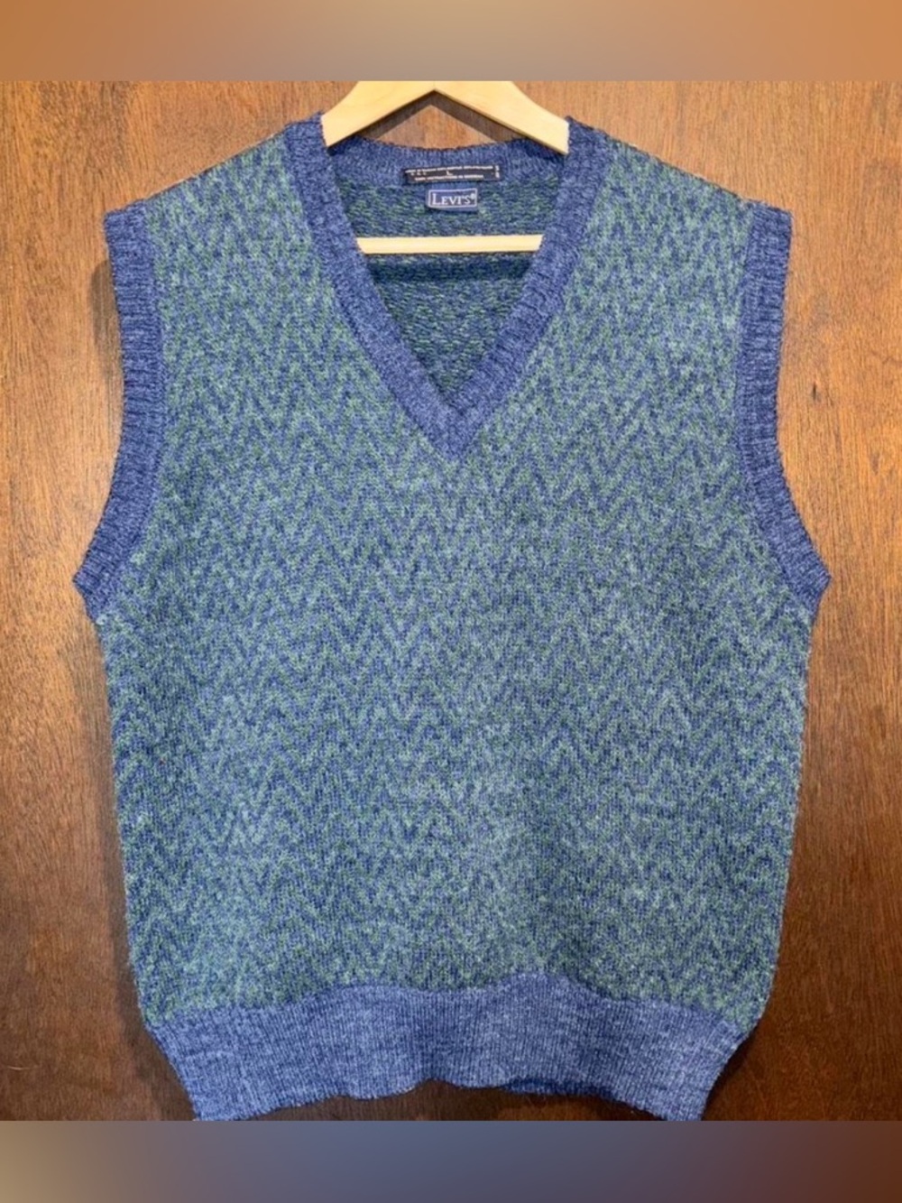Levi’s Vintage Blue and Green Sweater Vest Women’s Large
